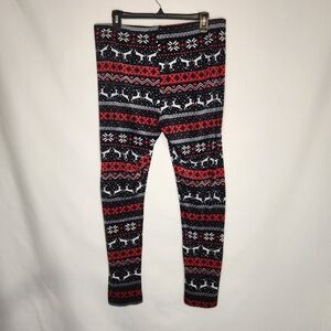 Festive Reindeer Patterned Pajama Pants XL No Boundries Soft Fleece Holiday